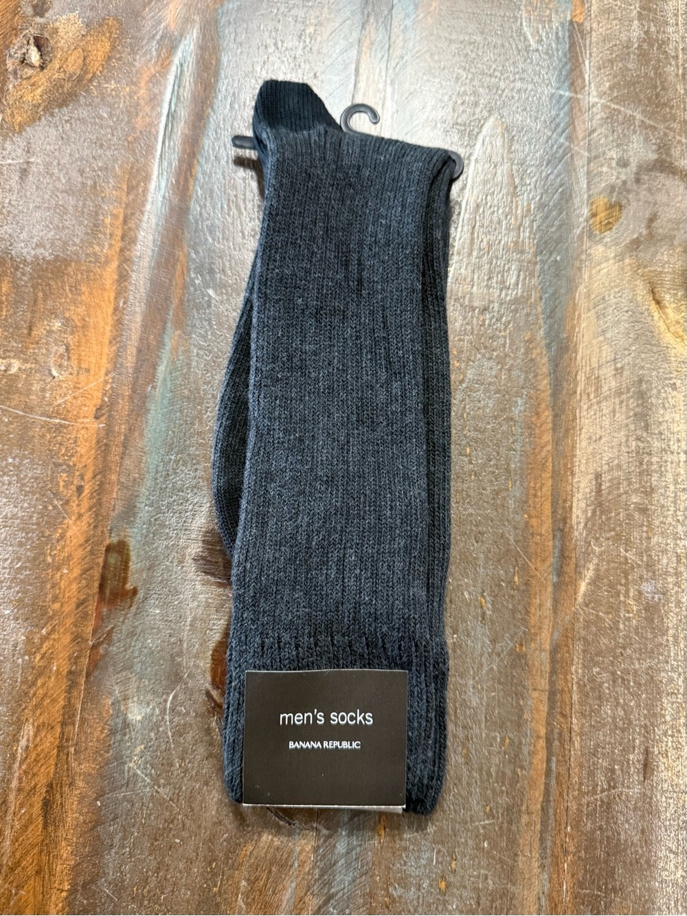 Banana Republic Men’s Size 10-13 Charcoal Cotton Blend Ribbed Crew Socks NWT